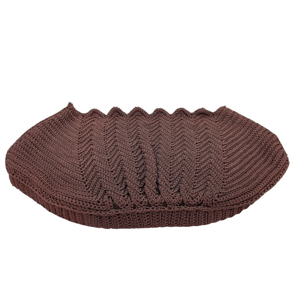 Handcrafted Brown Crochet Clutch Purse Zigzag Pattern & Secure Zipper Closure